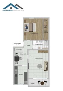 Grundriss der Wohnung mit Loggia