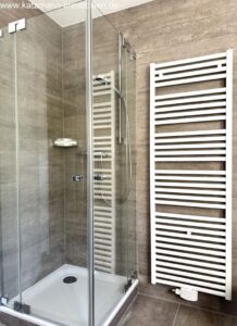 Dusche mit Glasabtrennung / Handtuchwärmekörper