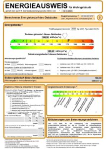 Energiekennziffer "F"  mit 168,30 kWh/(m²*a)